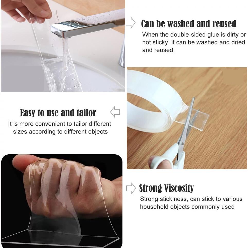 3M Double Sided Tape Nano Tape 5M Home Appliance Waterproof Wall Stickers Reusable Adhesive Bathroom Home Kitchen Coration Tapes