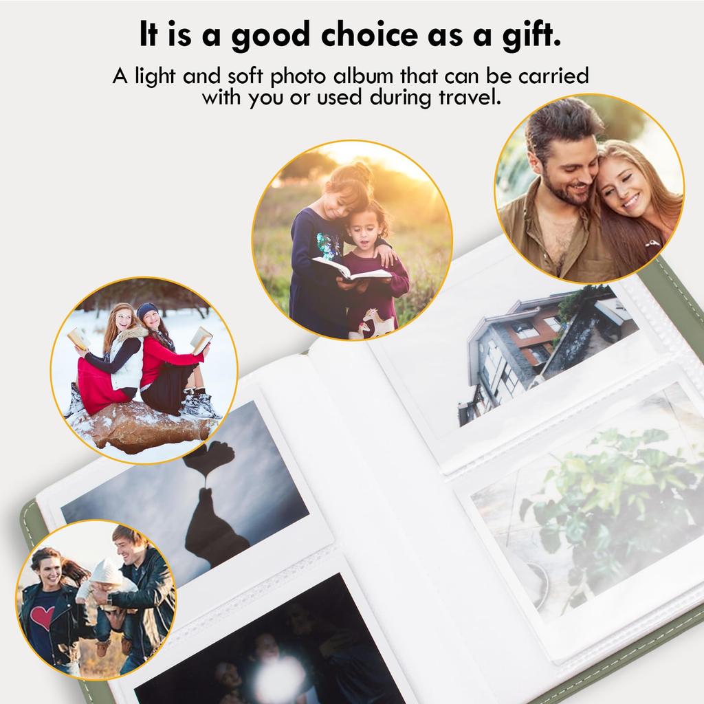 Rieibi FUJIFILM Instax Cute Instax Album Compatible with Instax Wide X Inches Photo Holds 80 Can Also Store Business Cards and Cash PU Album for