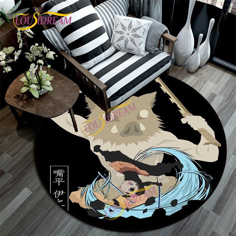 Коврик «Убийца демонов», 3D-печатный мультяшный напольный круглый коврик, коврик для стула для детской комнаты, украшение дома, моющийся ковер.
