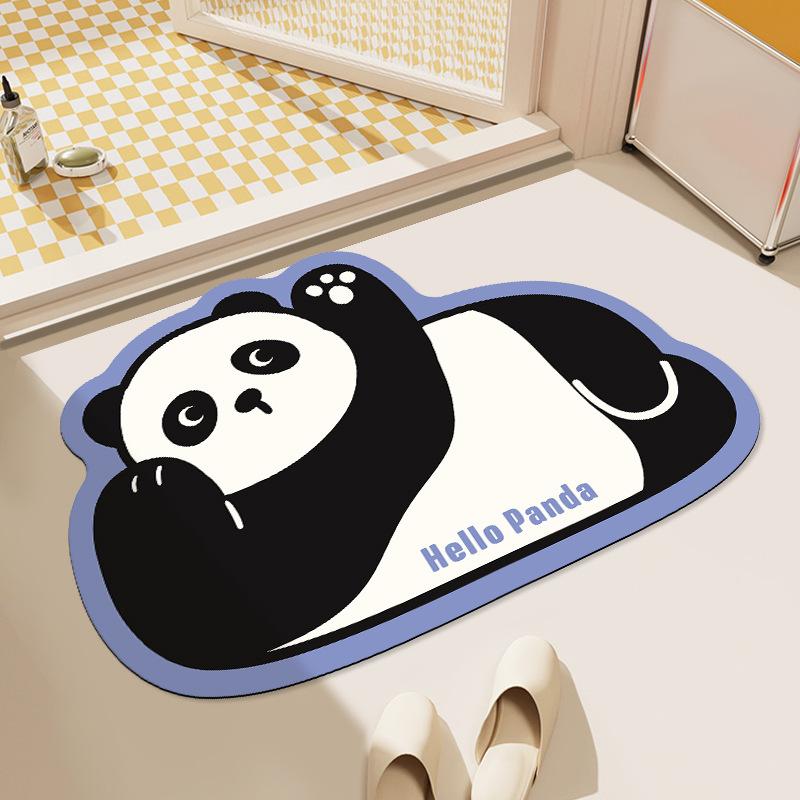 Милый коврик для ванной комнаты с животными, дверь в ванную комнату, диатомовая грязь, противоскользящий, впитывающий и грязный, мультяшный милый противоскользящий коврик для ног