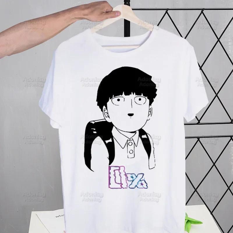 Футболка Mob Psycho 100 Shigeo Kageyama Мужская Ретро Выстиранная Топы Футболки Харадзюку Аниме Манга Футболка Уличная одежда Хип-хоп Футболки
