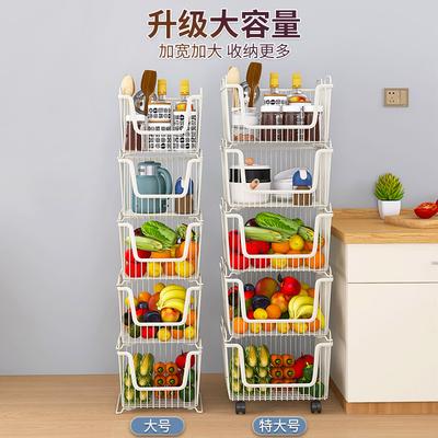 Бытовая кухонная полка Большая напольная многоуровневая штабелируемая полка для хранения Передвижная полка для фруктов и овощей