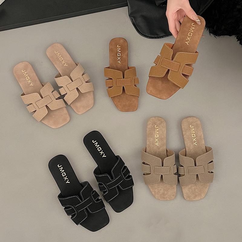 Летние новые женские тапочки на открытом воздухе с плоской подошвой, нескользящие, с открытым носком, пляжные женские сандалии, сексуальные, модные, дизайнерские, шлепанцы, женская обувь