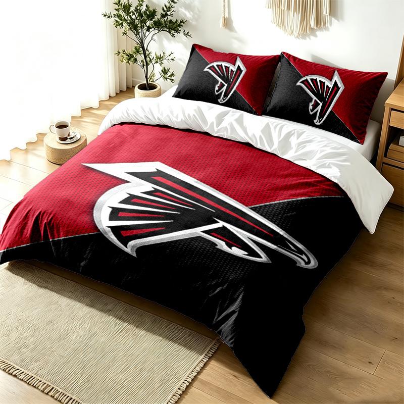 Atlanta Falcons 3pc Duvet Cover Set Simple Modern Bedding Set Wrinkle Resistant Soft Fabric All Season Use a perfect gift