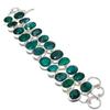 Emerald(Simulated) Gemstone Handmade 925 Sterling Silver Bracelet7-8" Q9z64