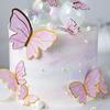 10pcs Butterfly Cake Insert Pink Paper Butterfly Card Festival Plugin Baking Decoration Flag Inserts Birthday Wedding Decoration