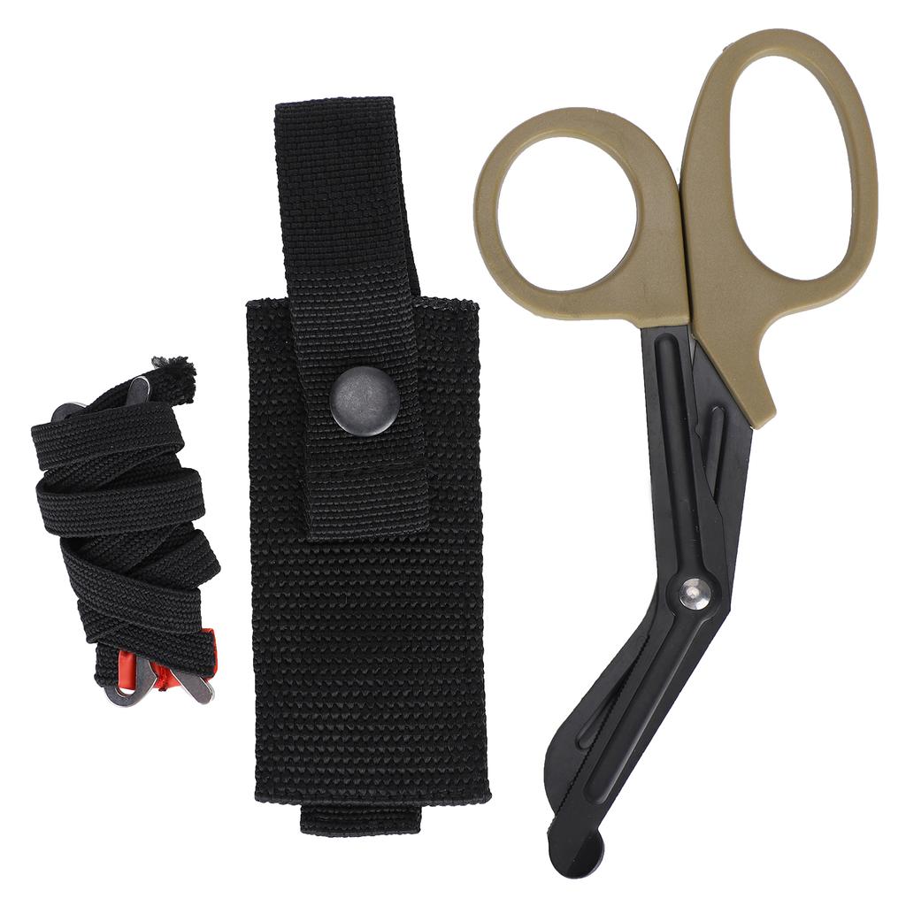 Ножницы для перевязки Ножницы для выживания в чрезвычайных ситуациях Тонкие зубья для резки Холщовая сумка Жгут
