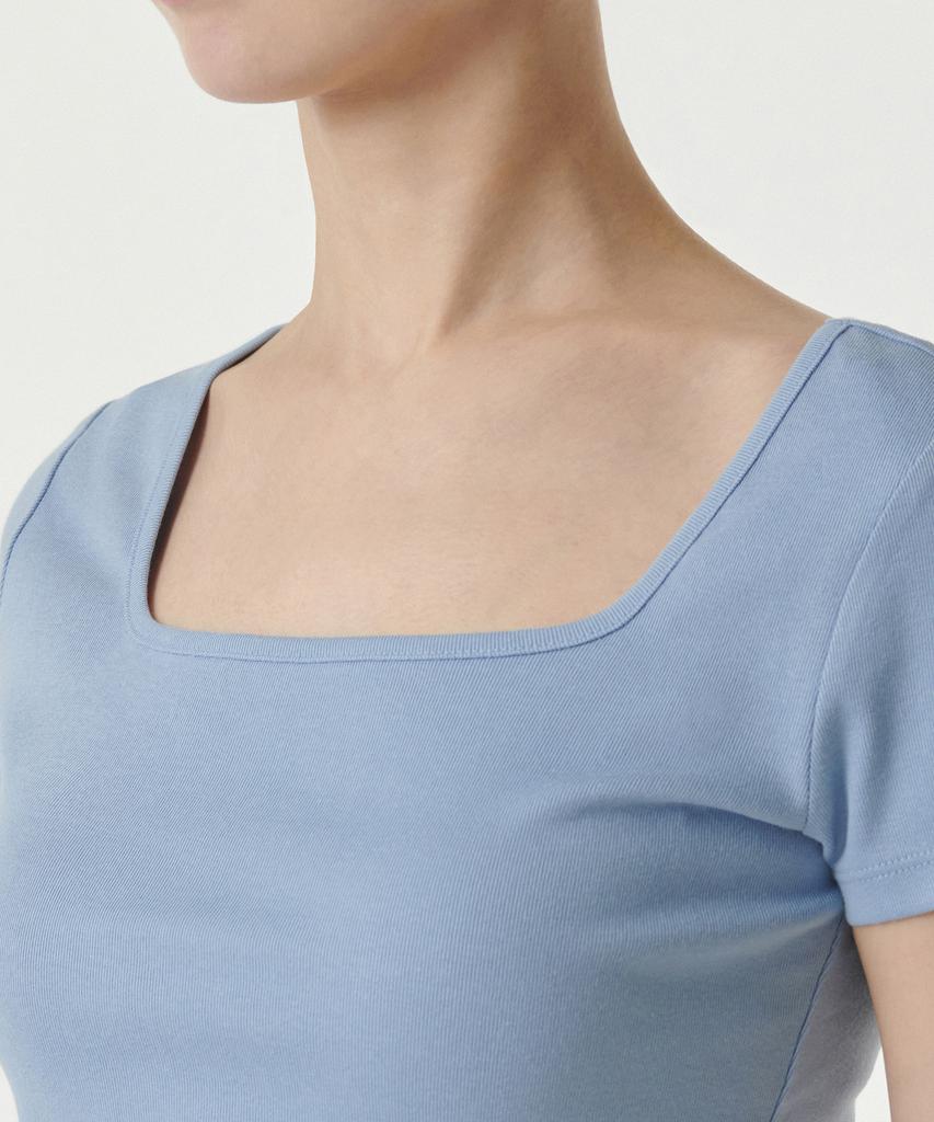 MUSINSA STANDARD WOMAN Women'S Slim Square Neck T-Shirt [Cloudy Blue]