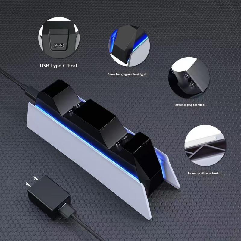 Для PS5 Type-C Станция зарядки DualSense Двойная док-станция Зарядная подставка для беспроводного игрового контроллера PlayStation 5 DualSense