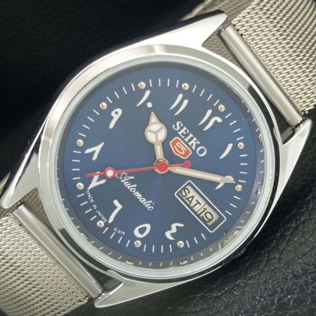 ЯПОНСКИЕ ВИНТАЖНЫЕ ОТРЕМОНТИРОВАННЫЕ МУЖСКИЕ АВТОМАТИЧЕСКИЕ ЧАСЫ SEIKO 5 6309A С СИННИМ ЦИФЕРБЛАТОМ a442450-1
