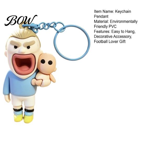 Backpack Charm Accessory Cartoon Football Player Keychain Pendant, Big Mouth Man Charm, Bag Hanging Decorative Accessory, Lover Gift Decor