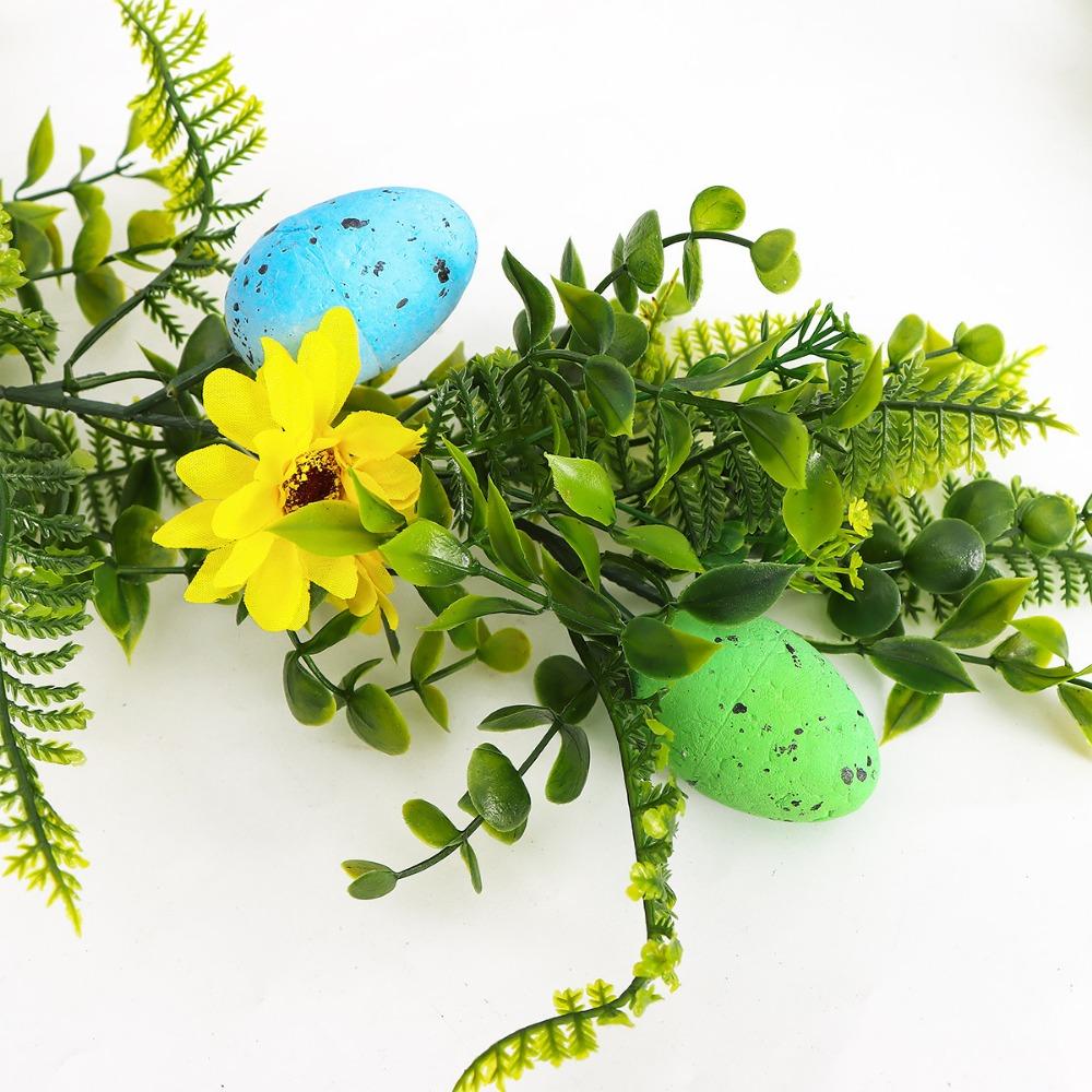 Easter Egg Garland with Artificial Easter Egg Yellow Daisy Greenery Spring Floral Garland Easter Garland for Fireplace Home Table Holiday Easter Decor