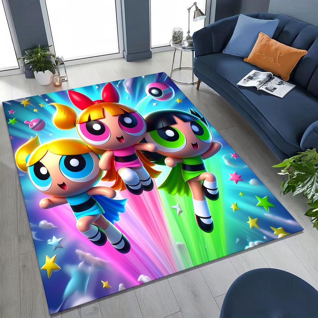 Мультяшный P-Powerpuff Girl Милый Арт Ковер Коврик для Спальни Гостиной Дивана Домашний Придверный Коврик Декор, Большой Детский Нескользящий Напольный Коврик