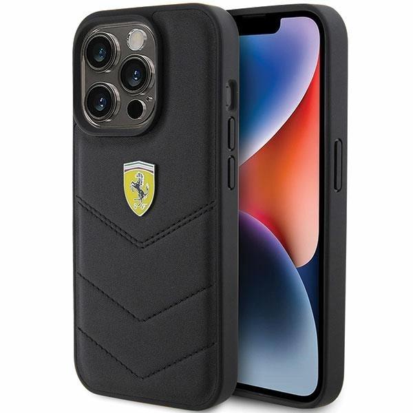 Ferrari Fehcp15Lrduk Iphone 15 Pro 6.1 Black Hardcase Quilted Metal Logo