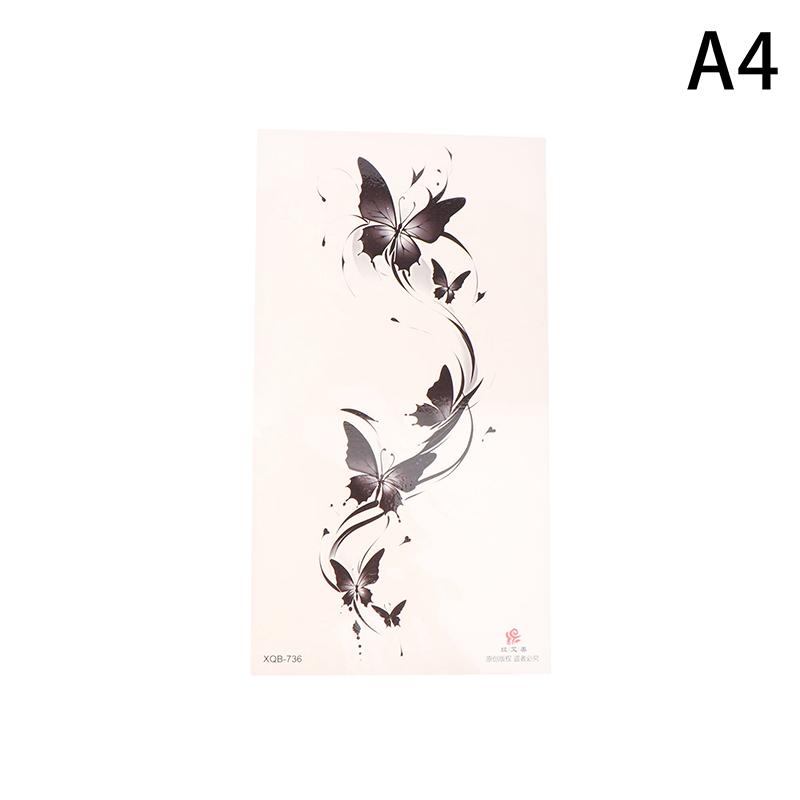 Черный цветок водонепроницаемый временный тату-стикер красота бабочка роза для женщин 3D флэш боди-арт руки моющиеся поддельные татуировки