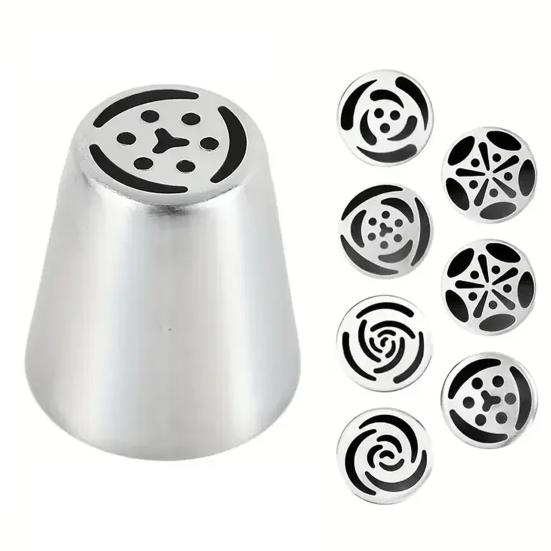 Набор из 7 шт. русских кондитерских насадок из нержавеющей стали, цветочные насадки для тюльпанов, роз