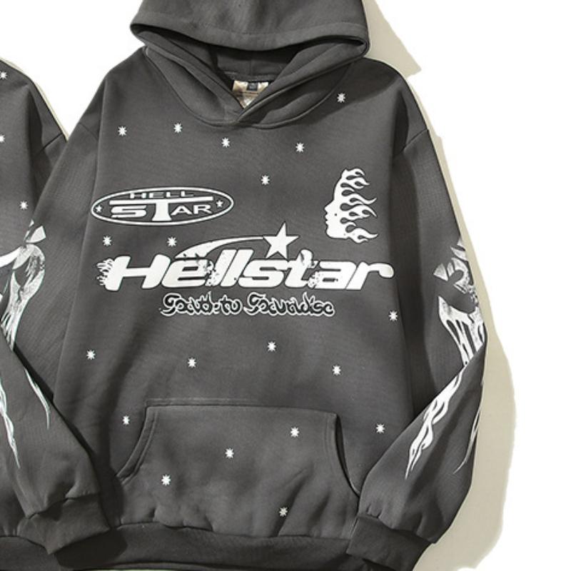 Y2K Street Clothing Personalized Graffiti Hooded Men's Baggy Pullover Sweatshirt Large Unisex Clothes Emo