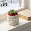 Window Sill Decoration Cute Santa Claus Resin Flowerpot, Decorative Christmas Desktop Storage Organizer Planter, Hand Painted Container for