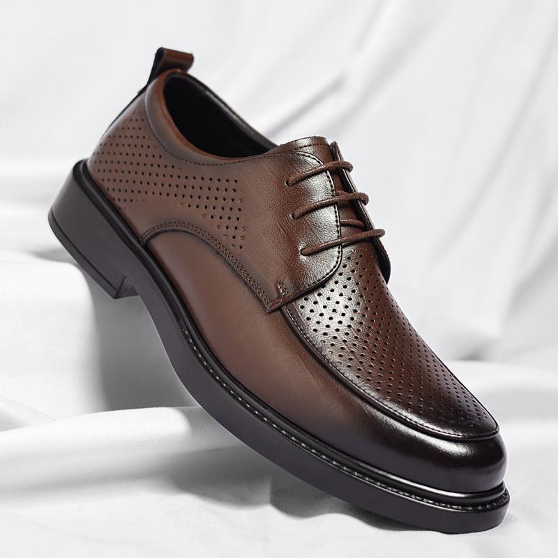 Spring/Summer Men 37-45 Men's Flat/6CM Heightening Elevator Shoes Business Formal Leather Shoes Man British Casual Wedding Suit