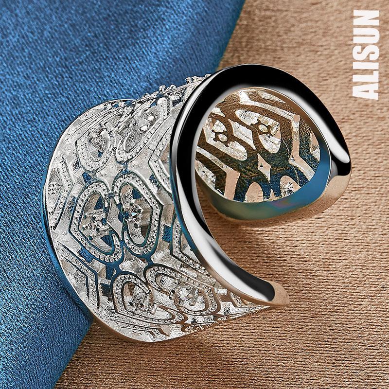 925 Sterling Silver Open AAA Zircon Multi Heart Ring Fashion Wedding Jewelry