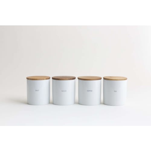 LOLO | Storage Containers | SALT | Canisters | Made in Japan | Ceramic | Porcelain | Teak | With Lids |