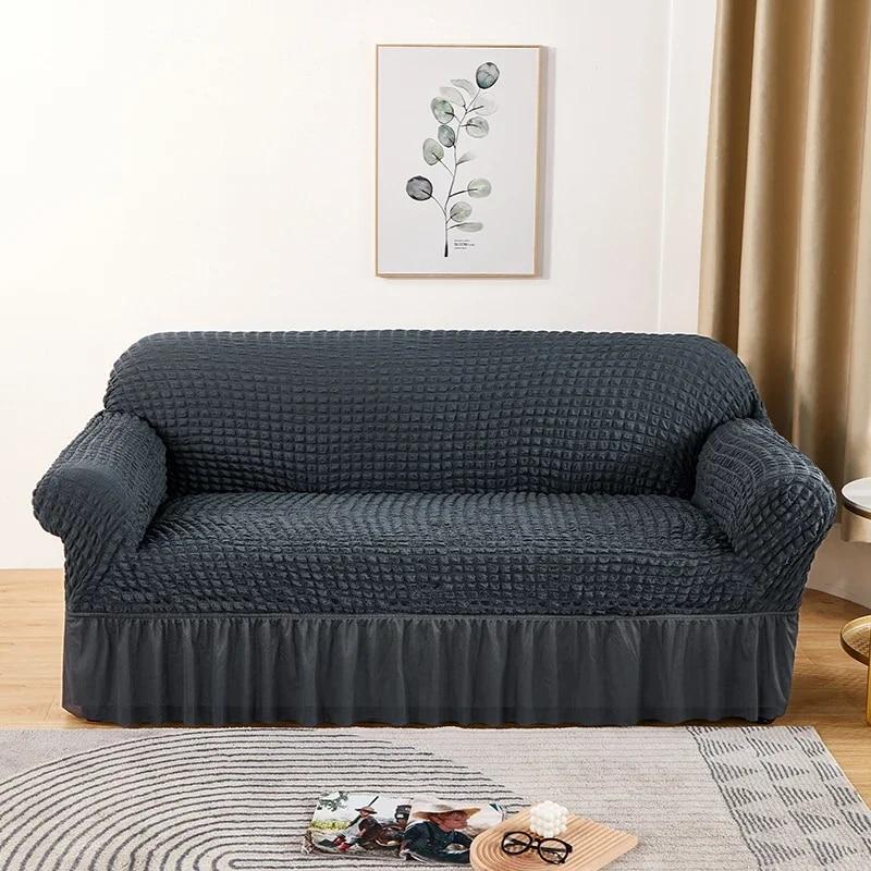 Seersucker Sofa Cover Elastic Sofa Slipcover Adjustable Sofa Cover Furniture Protector For Living Room Bedroom Office Home Decor