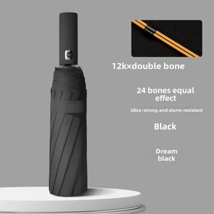 Ветрозащитный Большой Зонт Мужской, 106см Большой Однотонный Автоматический Зонт Прочный, 24 Спицы, Солнце-Дождь Складной Зонт Простой Стиль