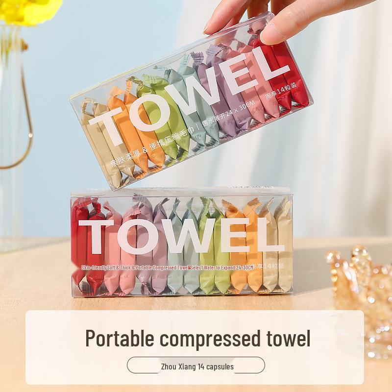 Portable Compressed Pure Cotton Face Towel: Thick, Disposable, Travel-Friendly, Individually Boxed