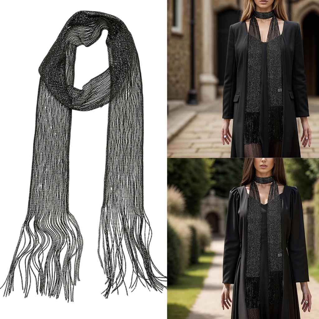 Popular Long Scarf Casual Neckwear Multiuse Neck Scarf Hairwrap for Formal Dinner Party Clubwear Neckwear Eye Catching