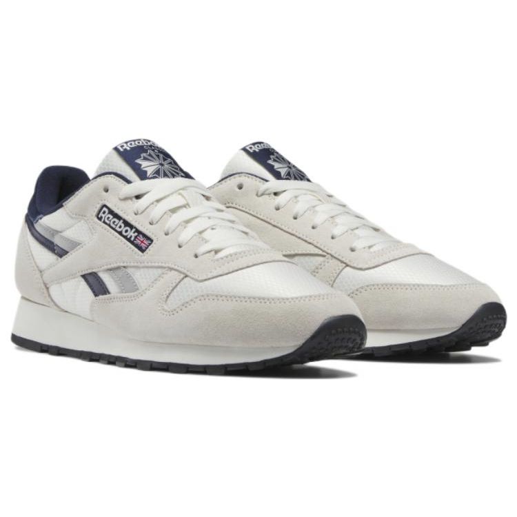 Reebok Классические кожаные кроссовки Chalk Vector Navy Унисекс Кремовый с черным сердечником GY7302