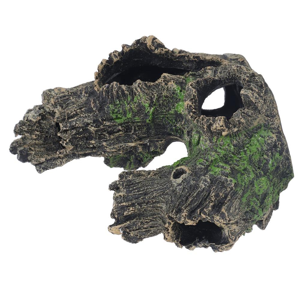 Textured Surface Aquarium Tree Stump Decor Resin Aquarium Hideout Shrimp Habitat