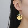 Xiaomi Skyrim Lotus Flower Crescent Moon Turquoise Dangle Earrings Stainless Steel Earrings for Women Vintage Buddhist Jewelry Gift
