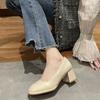 Fashion Women's Summer Footwear High Heels Shoes for Woman 2024 Square Toe Pumps Moccasins Office On Heeled White Casual Slip Non Spring