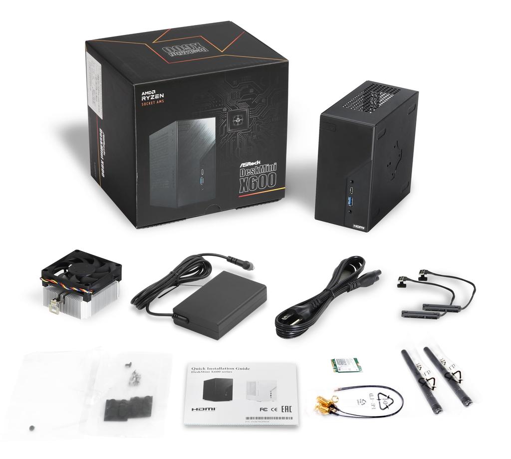 Asrock Barebone PC DESKMINI X600 Chipset Equipped with AMD Ryzen 8000 7000 CPU Compatible Model Authorized Distributor X600/B/BB/BOX/JP / (Socket AM5)