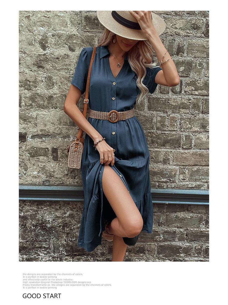 2023 Summer European & American Women's Mid-Length Hepburn Style French Dress