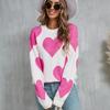 Зимний женский свитер Love Valentine's Day Pullover Large Peach Heart Color Clash Sweater
