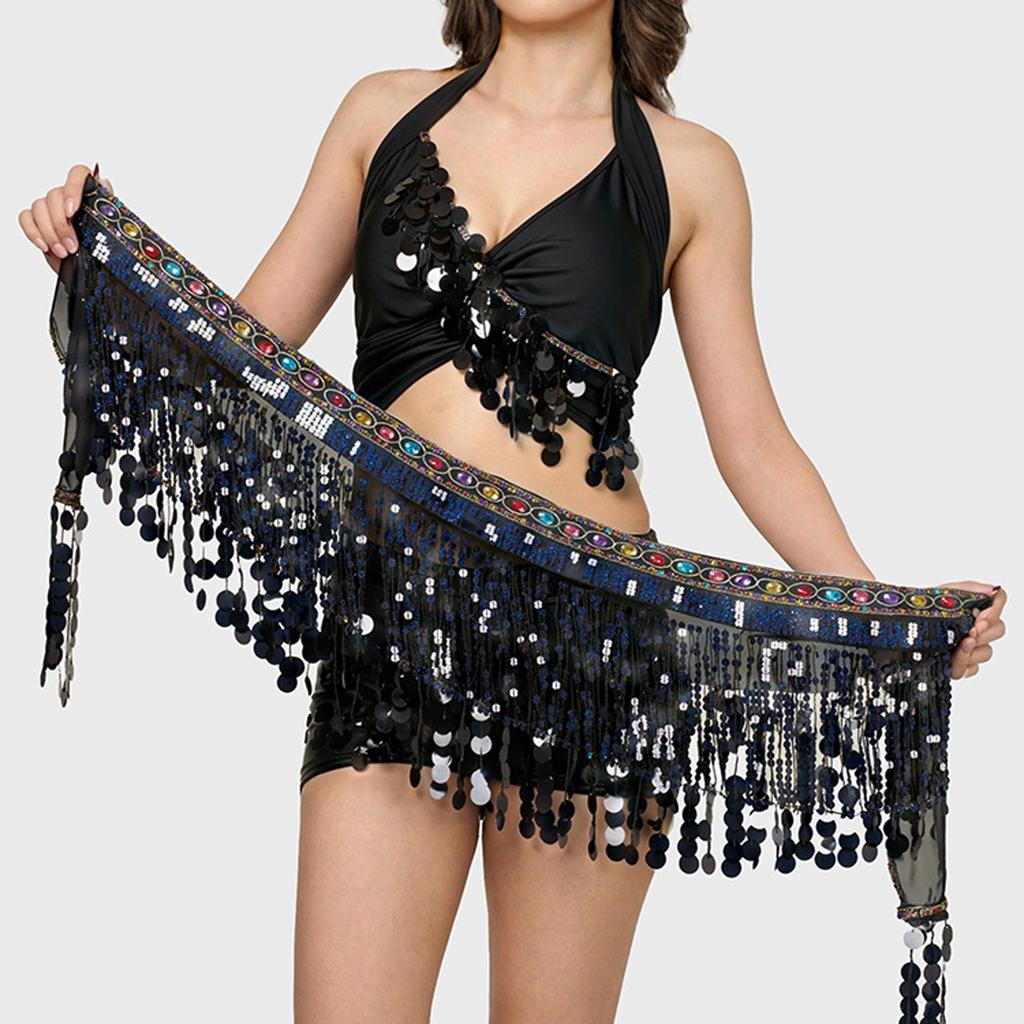 2 штуки, Бюстгальтер с пайеточной бахромой, Топ с бахромой, Юбка для танца живота, Карнавал, Клуб, Костюмы