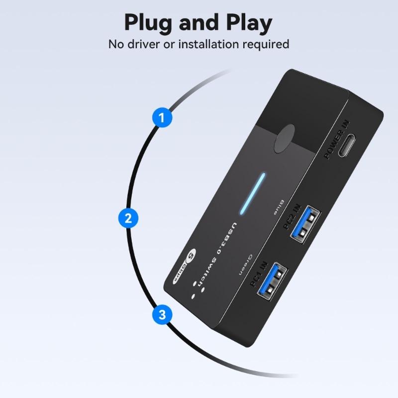 USB 3.0 Switcher 2 Computers Sharing USB C Devices 4 Port USB Switcher Sharing Keyboards and Mouse Printer Scanner