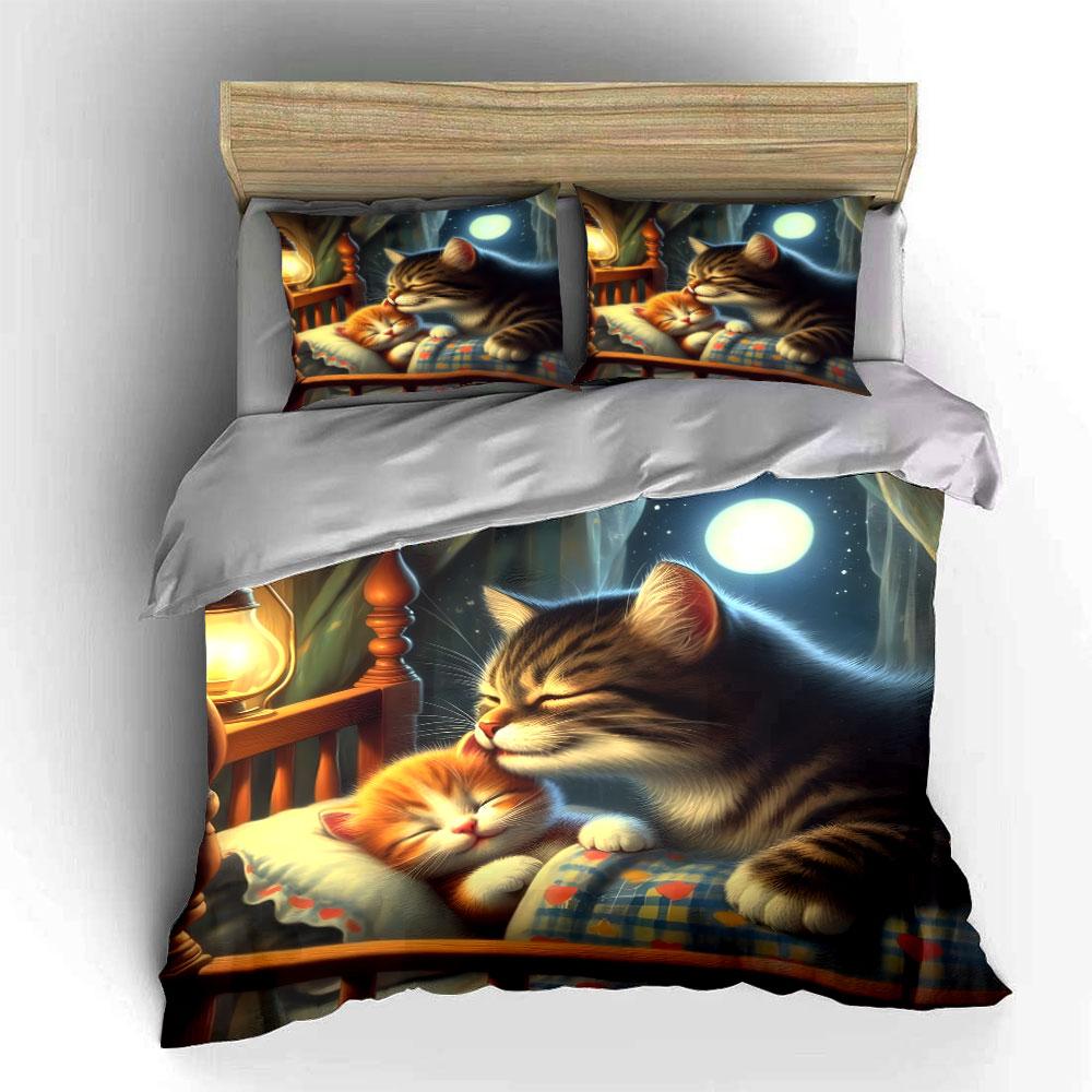 Whiskered dreams under moonlight. Bedding sets Duvet covers Pillowcases(1* Duvet Cover 2* Pillowcases without duvet insert)