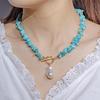 European and American Fashion Irregular Pearl and Natural Stone Pendant Necklace