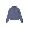 Solid Color Stand Collar Long Sleeve Short Sweatshirt Women Sweatshirt Blue FB4152-491