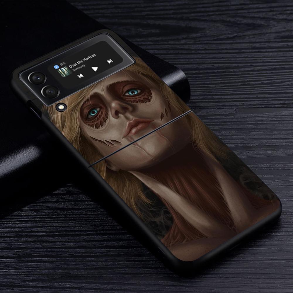Аниме Чехол для мобильного телефона Attack On Titan для Samsung Galaxy Z Flip3 5G Flip4 Черный Чехол Z Flip 3 Жесткий ПК Роскошный Чехол Zflip3 Funda