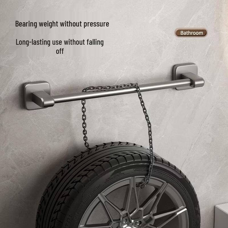 GongShuShi Punch-Free 50cm Black Carbon Steel Single Towel Bar