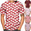 Men's Fashion Casual Valentine's Day Printed Round Neck Short Sleeve Top Blouse