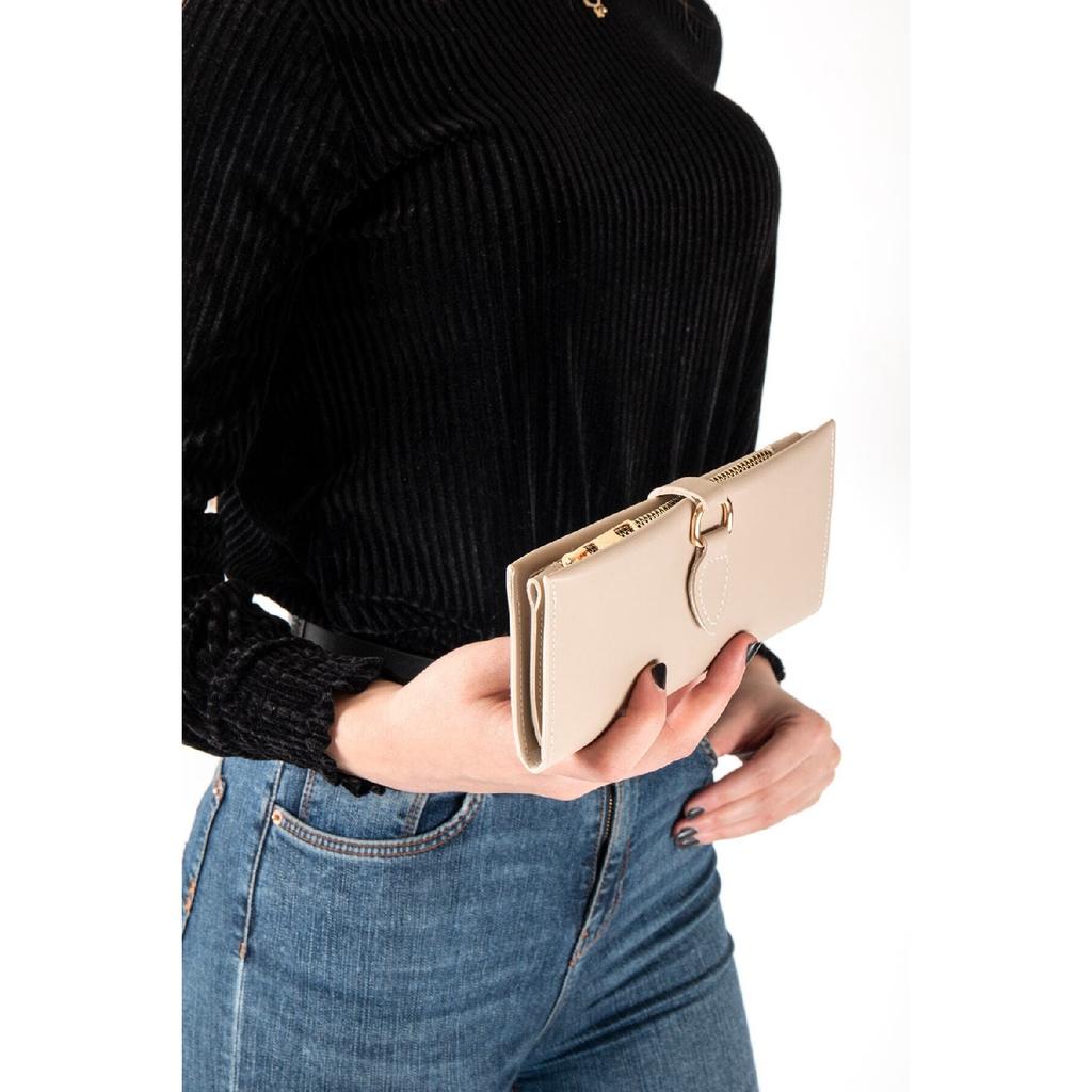 Red Women's Wallet With Soft Skin Buckle And Multi-compartment Accessory