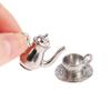 8Pcs/Set Dollhouse Miniature Square Plate Metal Wine And Tea Set