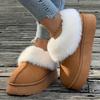 Snow Boots Women's Thermal Plush Lined Furry Versatile Suede Low Cut Ankle Boots Round Toe Warm Winter Boots