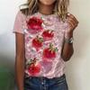 Summer Round Neck 3D Strawberry Pattern Printed Top Fashionable Casual Cute Short Sleeved Women's T-shirts