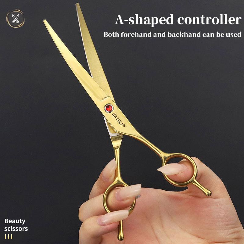 7.0 inch Professional Pet Grooming Scissors Fishbone Teeth Straight/Curved Thinning Scissor for Dogs Pet Groomer Tools Products