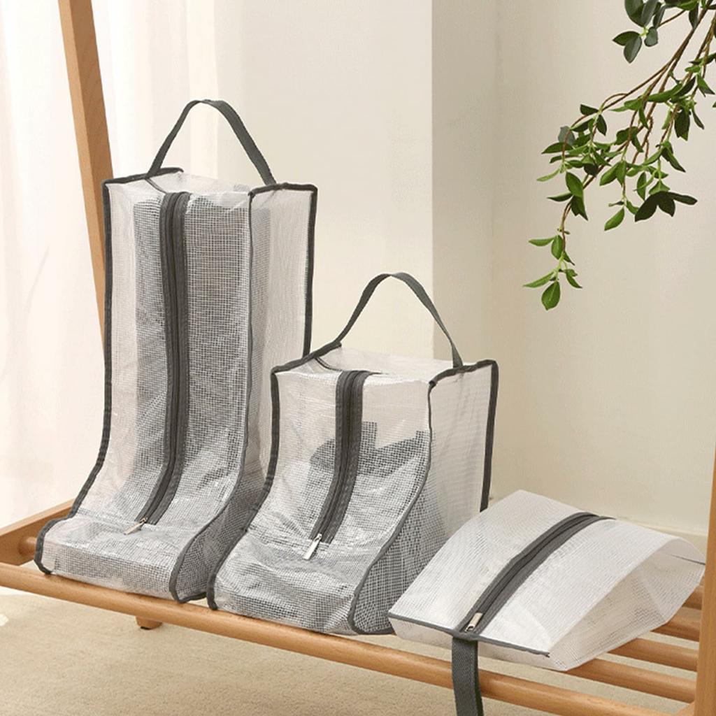 Dustproof Shoes Storage Bag with Zipper See Through PVC Waterproof Thigh Boots Organizer